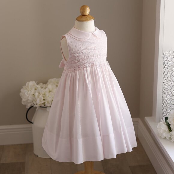 Pink Smocked Dress RARE FIND Pink Embroidery Feltman Brothers Sleeveless PERFECT - Picture 1 of 6